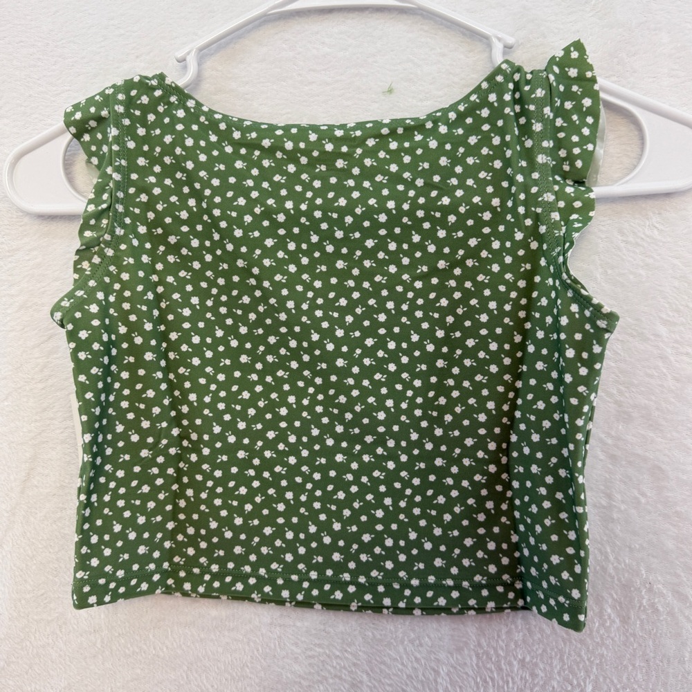 NWT Honey mark Swim Set Girls Floral Olive Green Two-Piece Swimsuit Beach Bikini - Picture 10 of 13